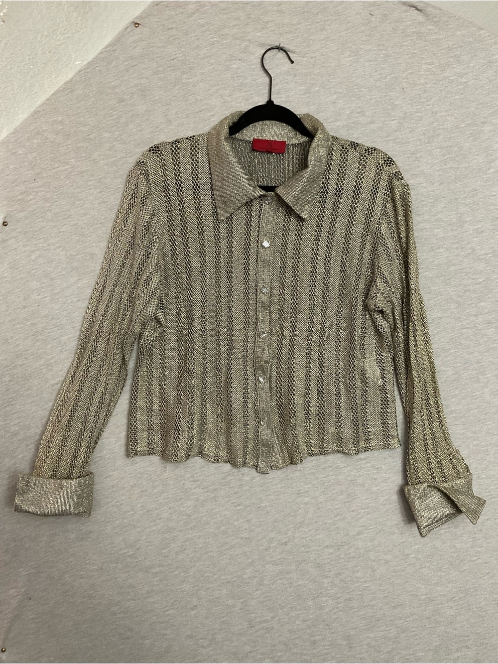 JS Collection Metallic Knit Button-Front Blouse - Picture 2 of 6